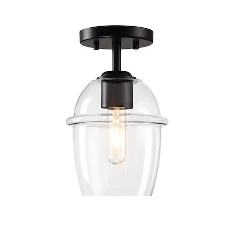 Designers Fountain Summer Jazz 7 in. 1-Light Matte Black Transitional Semi Flush Mount with Clear Glass Shade D310M-SF-MB